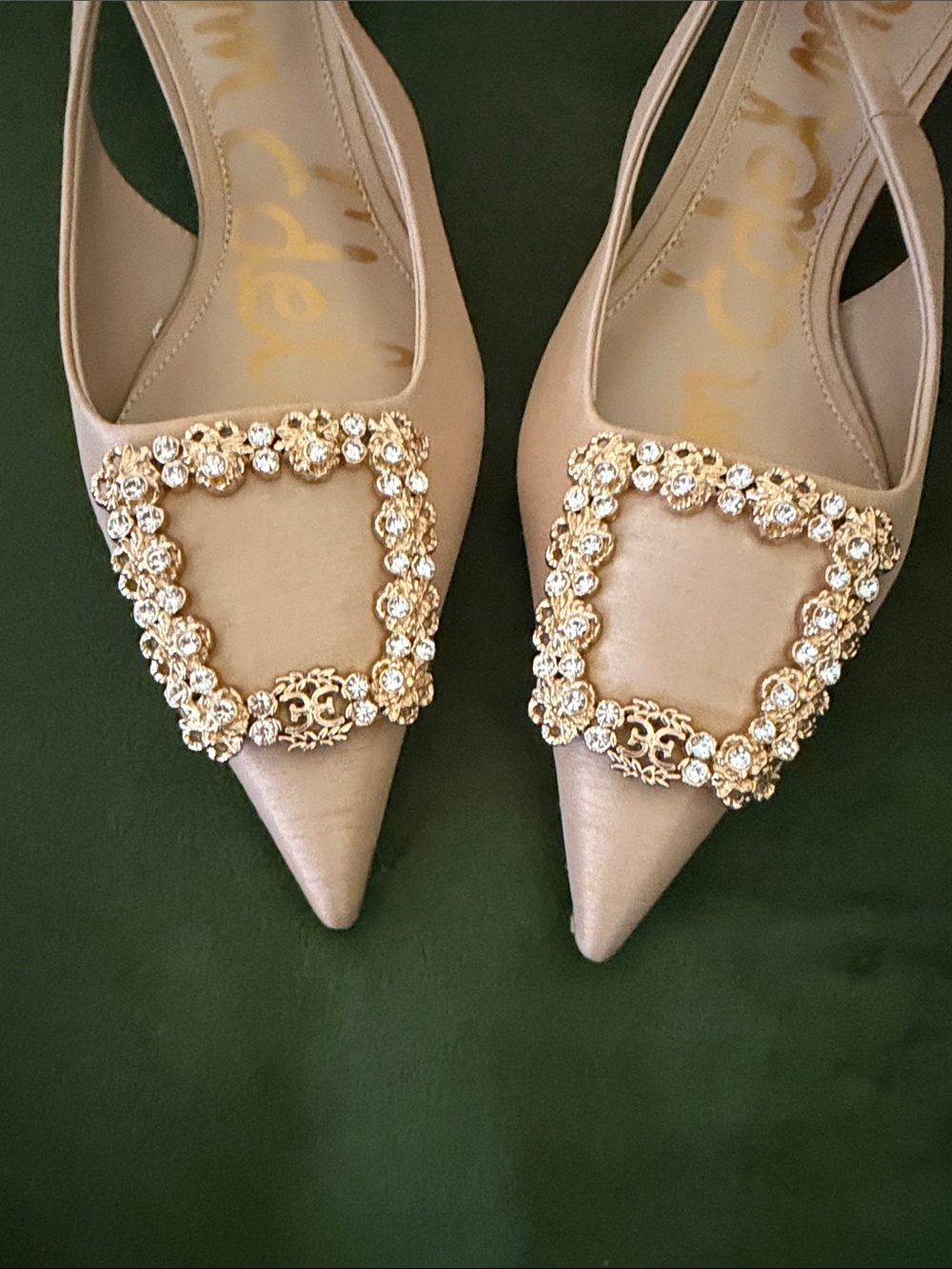 Sam Edelman Satin Pointed Slingback Flats with Crystal Buckle NWT size 8 - Picture 6 of 6